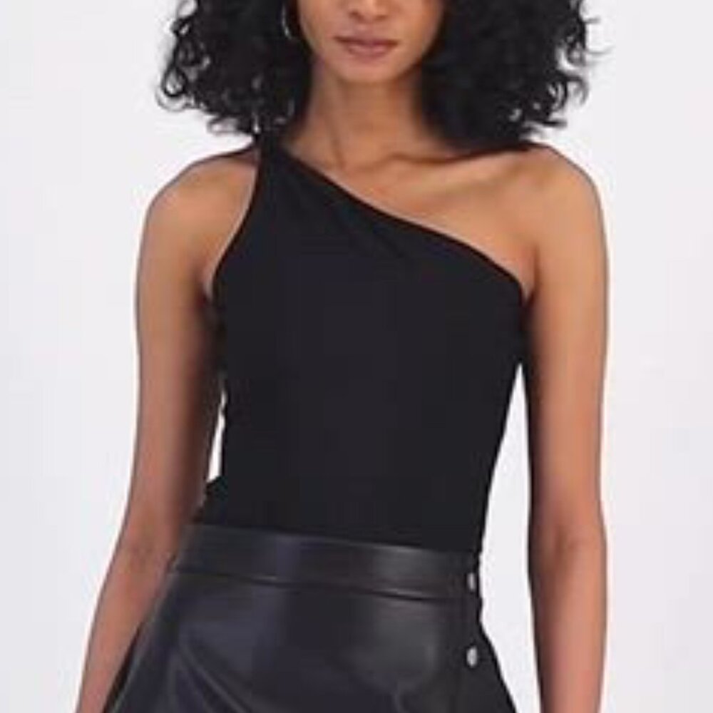 Bar III Women's One-Shoulder Thong Bodysuit Shine Bodysuit